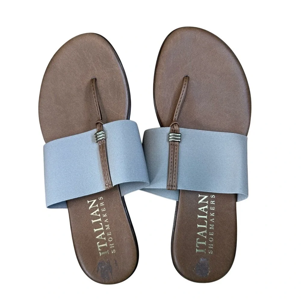 Italian Shoemaker Neutral Tan Strappy Slide Sandals Made in Italy Size 8.5